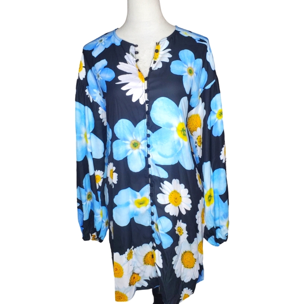STINE GOYA Rouleau Button Flower Print Dress